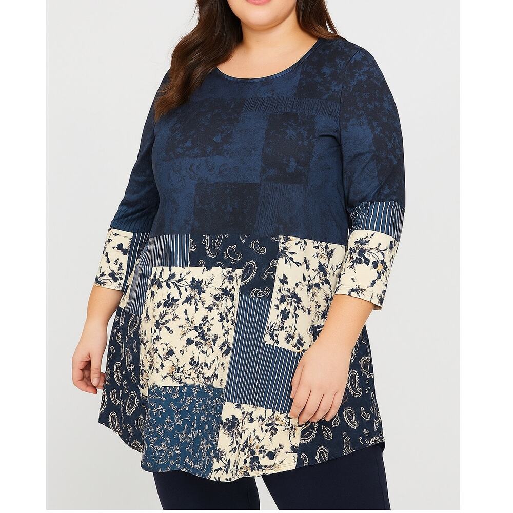 NWT Lily By Firmiana Blue Floral Paisley Top 3XL